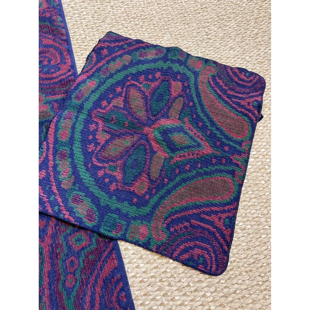 Vintage Ralph Lauren Paisley Towel Set Purple Green Cotton Made in USA 2pc